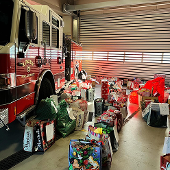 Fire truck with donations