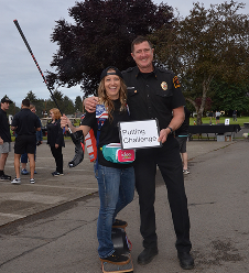 Two people at golf event